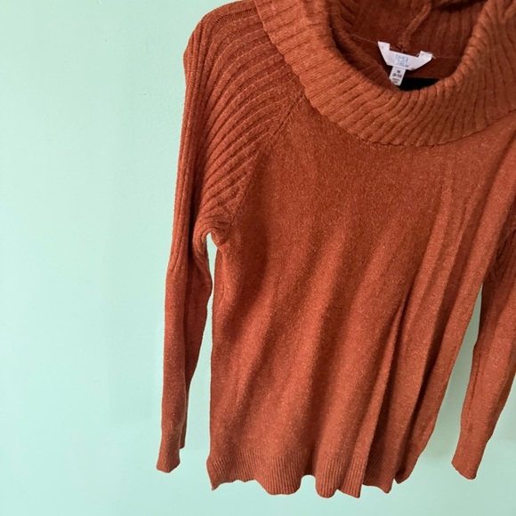 Time And Tru Cowel Neck Tunic Cozy Rust Sweater Size Medium - Picture 3 of 7
